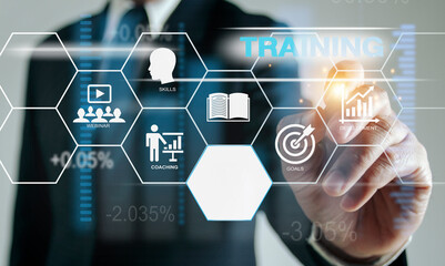 Training, webinars, e-learning skills, business, Internet technology concepts.