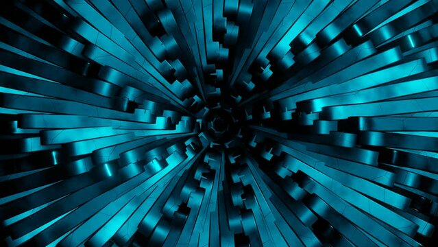 Abstract animated screensaver of cyclic translational spiral motion of mechanical parts