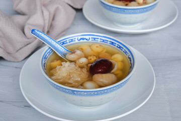 Common festive after meal sweet delicacy. Liu Wei Tang Sui aka Six Herbs Sweet Soup. A Cantonese...