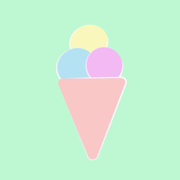Vector illustration of ice cream  with neon effect.