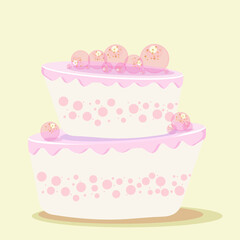 Birthday cake vector isolated illustration. Colorful birthday cake vector illustration.