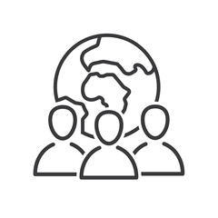 Earth and three people symbol of globalization, teamwork.