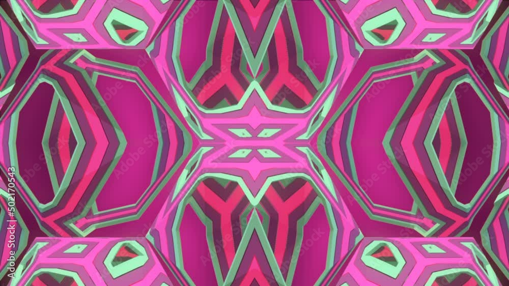 Poster Multi-color 3D rendering fantasy object, digital seamless loop animation HD