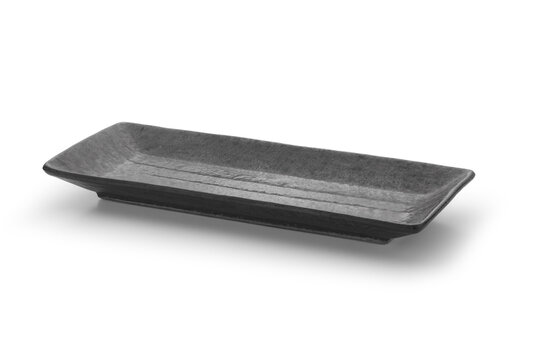 Rectangular ceramic plate in black on white