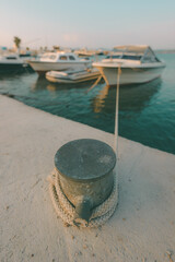 Boat moored to a sea dock