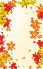 Colorful Foliage Background Beige Vector. Leaves Beautiful Template. Red Wallpaper Floral. Seasonal Leaf Card.