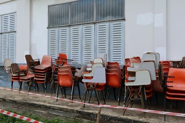 chairs and tables in a restaurant