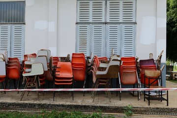 chairs and tables in a restaurant