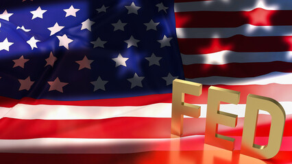 The gold text fed on Usa flag background for business concept 3d rendering - obrazy, fototapety, plakaty