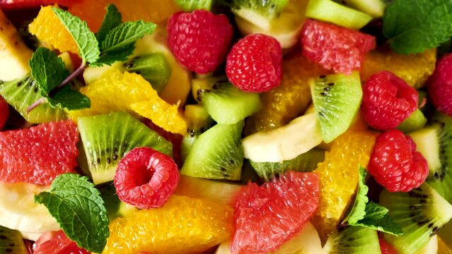 fresh fruits mixed rotating