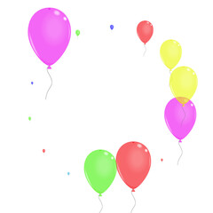 Yellow Baloon Background White Vector. Surprise Latex Template. Blue Event. Colorful Air. Balloon Shine Background.