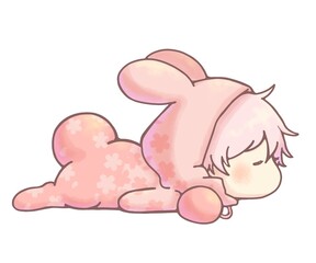 桜色のうさぎ　単品　寝転がりver