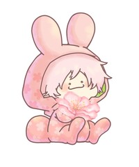桜色のうさぎ　単品　お座りver