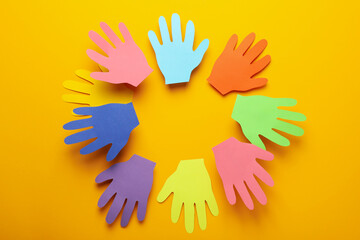 Concept of World Children's Day on orange background