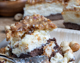 sweet and delicious cake with nuts and caramel