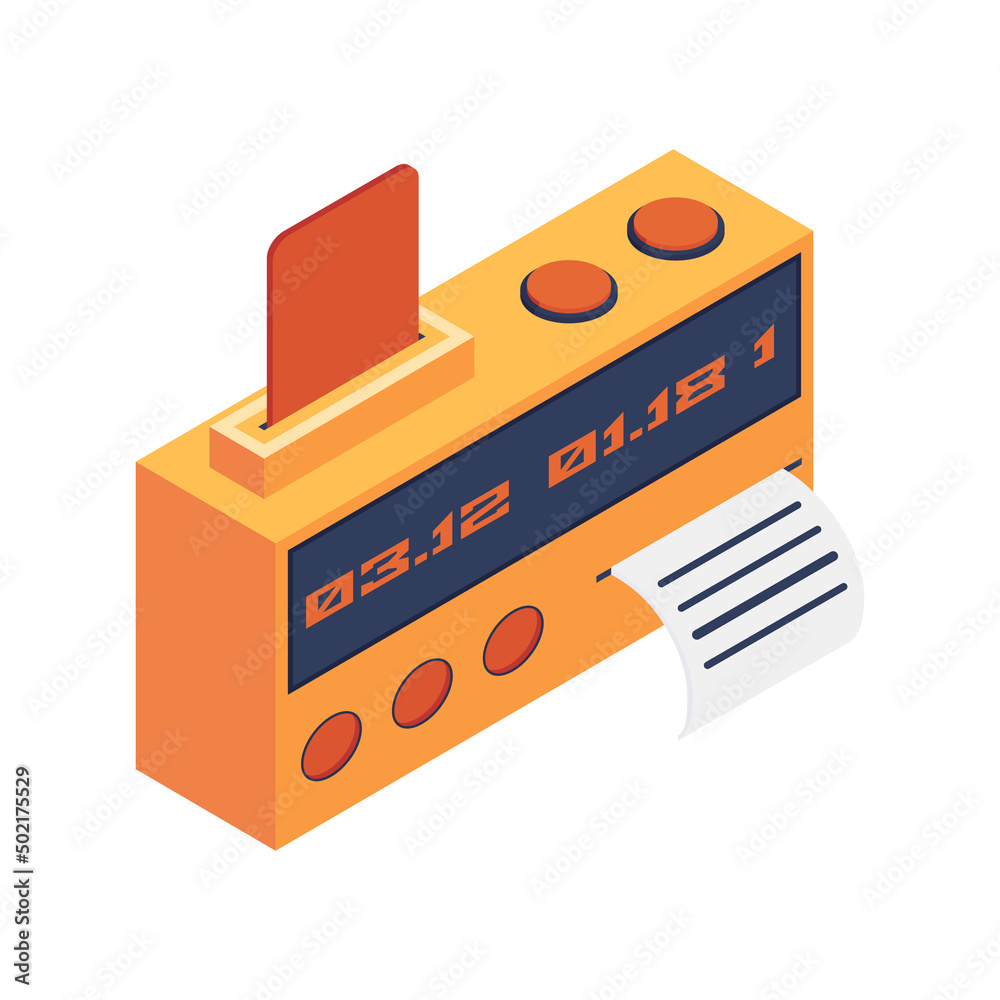 Sticker taximeter isometric icon