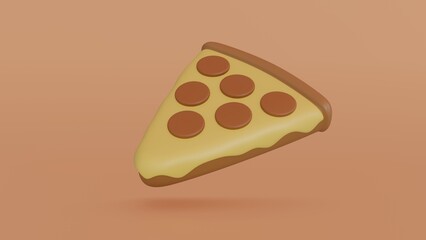 Small slices of pizza. Slice of pizza and a float brown background. Pizza grill 3d render