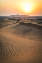 Fototapeta na wymiar Wüstenlandschaft in den Emiraten bei SOnnenuntergang