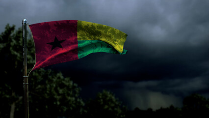Guinea flag for any holiday on dark storm cumulus - abstract 3D rendering