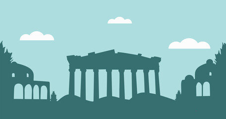 Naklejka premium Athens Greece . Silhouette of the city. Athens skyline