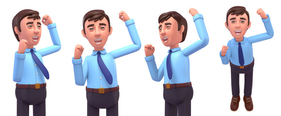 Obraz premium 3d illustration of young businessman celebrating success, achievement