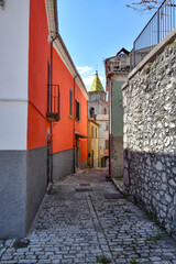 A narrow street in Sepino, a small village in Molise region, Italy.
