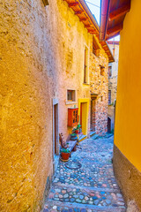 The tall walls along the street, Morcote, Switzerland