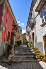 A narrow street in Sepino, a small village in Molise region, Italy.