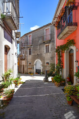 A narrow street in Sepino, a small village in Molise region, Italy.