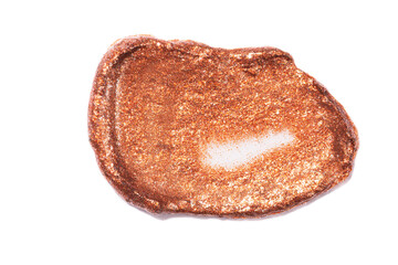Glitter cream texture swatch isolated on white background. Cosmetic or beauty product texture.