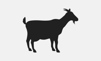 Vector Goat silhouette. Goat silhouette icon isolated on white background.