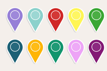 map pin colorful  sticker flat vector set

