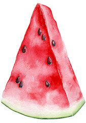 A slice of  red juicy watermelon on a white background.
Idea for summer time.
