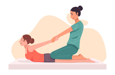 A woman having a Thai Massage, Vector