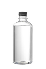 clear plastic bottle with liquid on white background