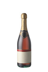 Bottle of pink champagne. Isolated on a white