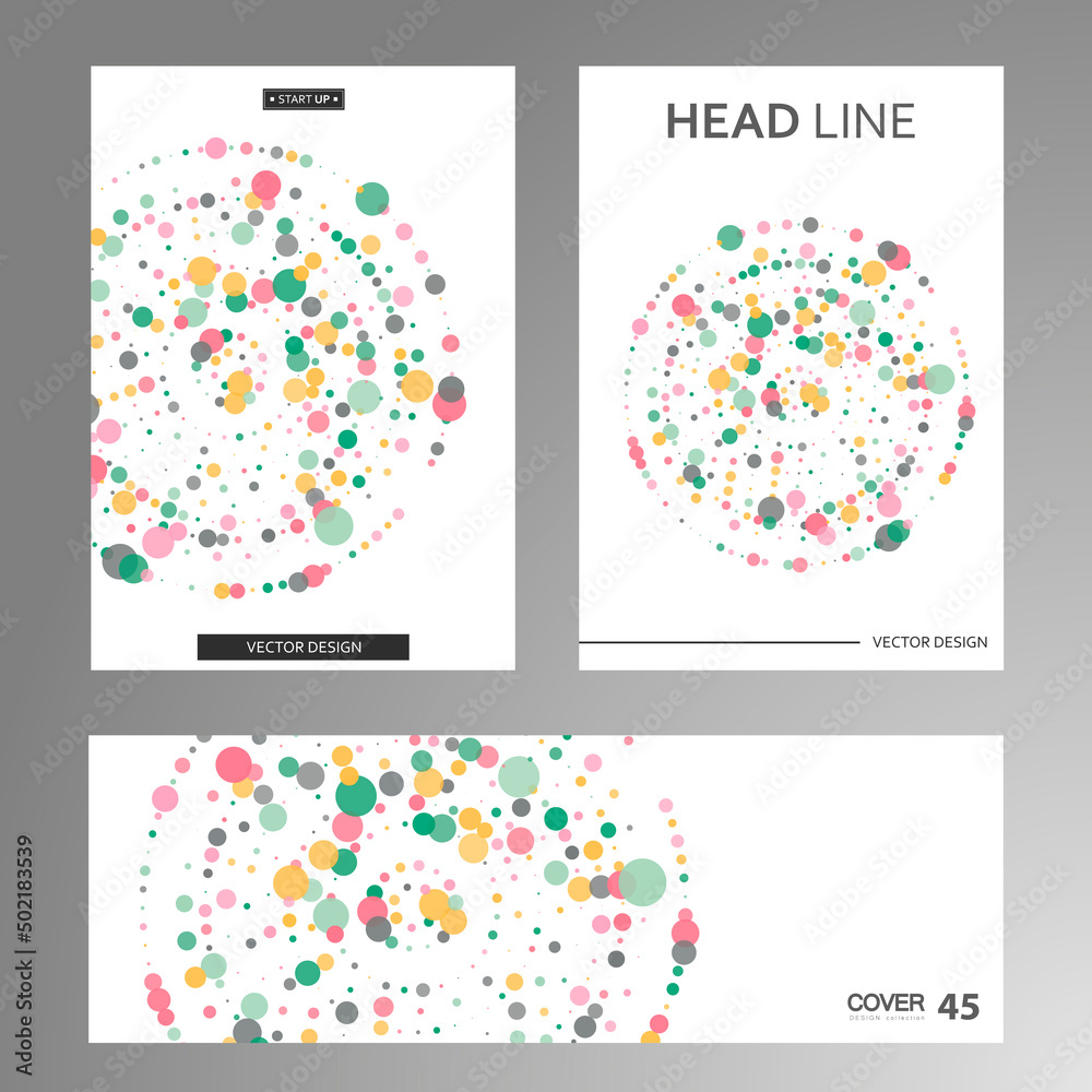 Poster Vector frame design. Minimalistic line with dots color halftone. Creative element for design and business cards and annual report, invitations and brochures