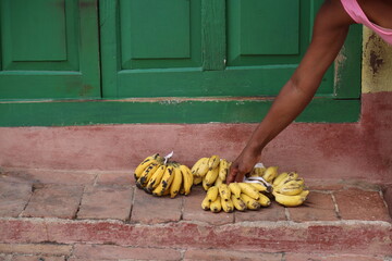 Sale of bananas in the city of Trinidad, Cuba