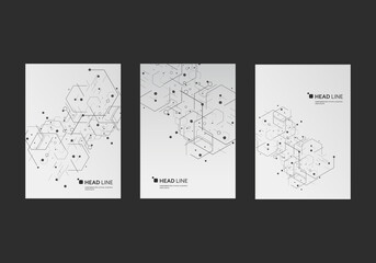Science network pattern. Connecting lines and dots on simple background. Vector cover templates for web, report or presentation