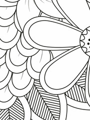 Doodle floral in black and white. A page for coloring book: very interesting and relaxing job for children and adults. Zentangle drawing. Flower carpet in a magic garden