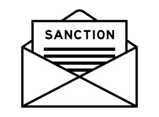 Envelope and letter sign with word sanction as the headline