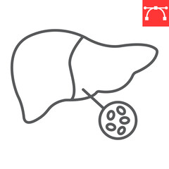 Obraz premium Fatty liver line icon, unhealthy and disease, liver vector icon, vector graphics, editable stroke outline sign, eps 10.