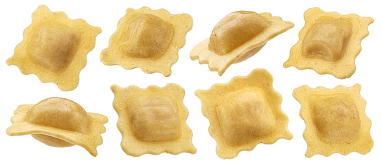 Ravioli pasta isolated on white background