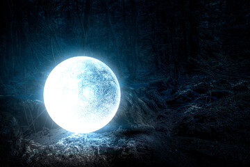 Spooky night image . Mixed media