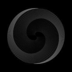 Spiral with gray lines different colors as dynamic abstract vector background or logo or icon.