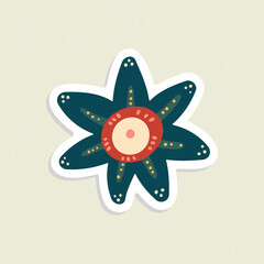 folk flower sticker vector illustration