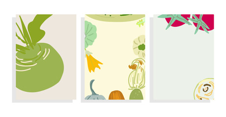 vector template background set with  flat  root vegetable, tomatoes,zucchini  