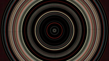 Abstract hypnotic circles moving on the black background. Animation. Abstract Light Circles Seamless Looping