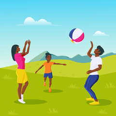 african american family playing ball outdoors vector image