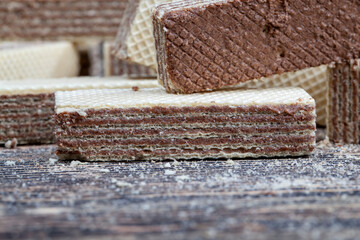 wheat waffles with sweet chocolate filling